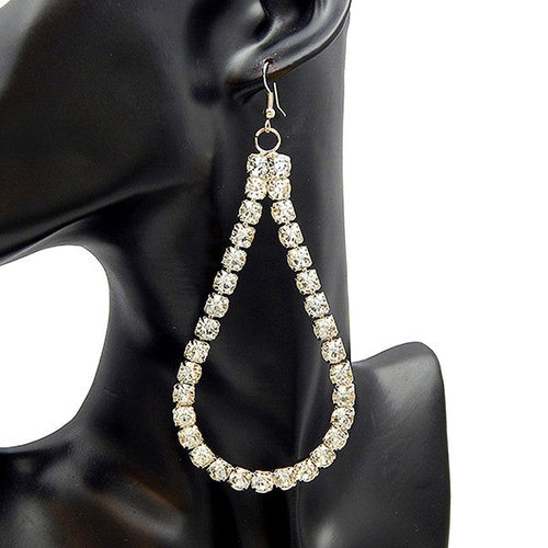 6mm Teardrop Rhinestone Dangle Fishhook Earrings