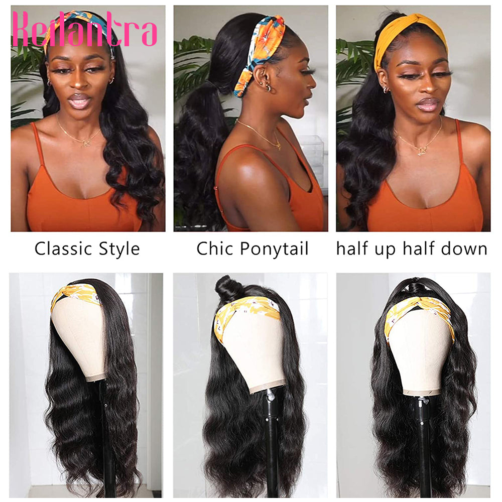 Headband Wig Human Hair Body Wave Wig 180% Density Remy Human Hair