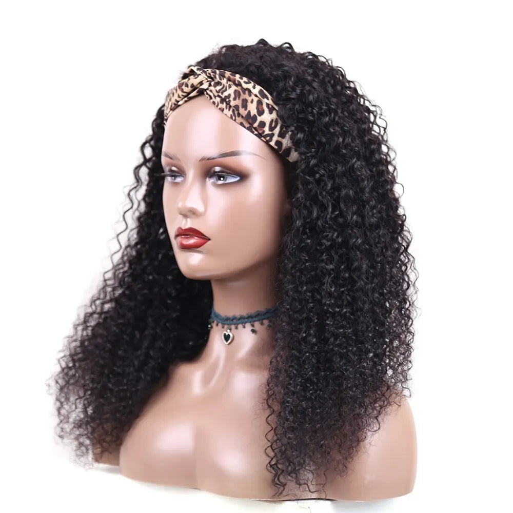 Human Hair Headband Wig Kinky Curly Full Machine Made Brazilian Remy