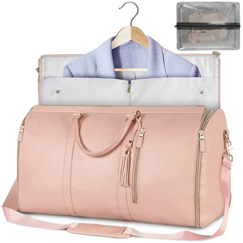 2024 Fashion Large PU Folding Suit Storage Bag Women High Capacity