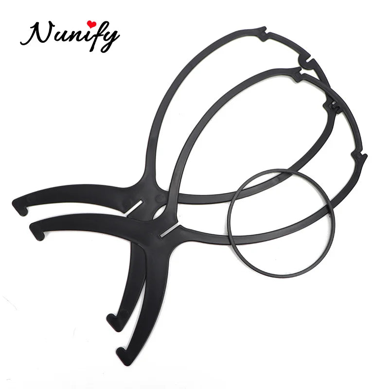 Nunify Plastic Wig Stand Portable Wig Head Stand Black Pink Wig Hang
