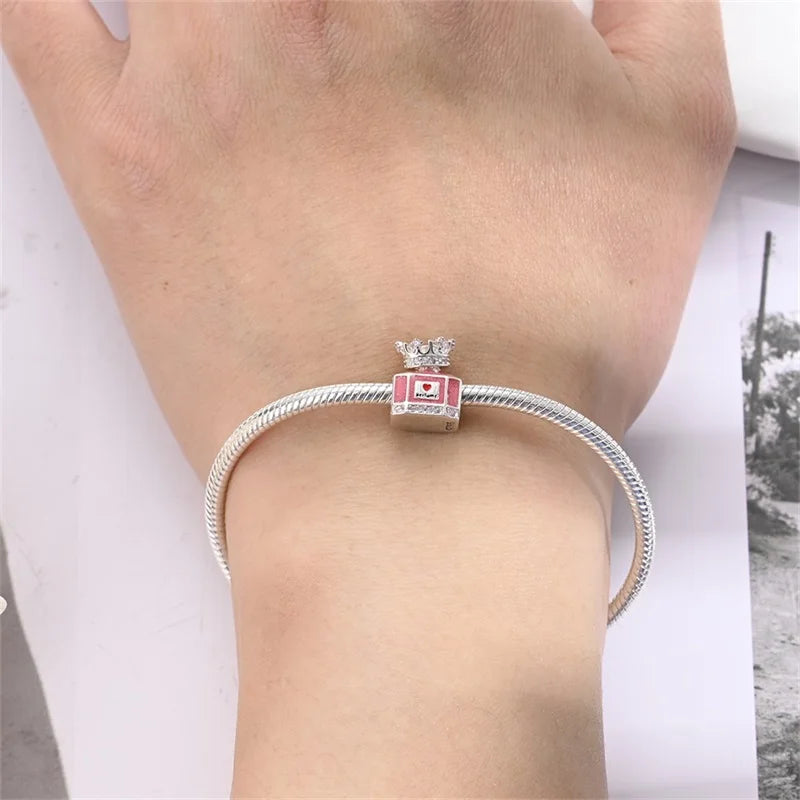 S925 Silver Color Butterfly Daisy Rose Crown Perfume Charms Beads Fit