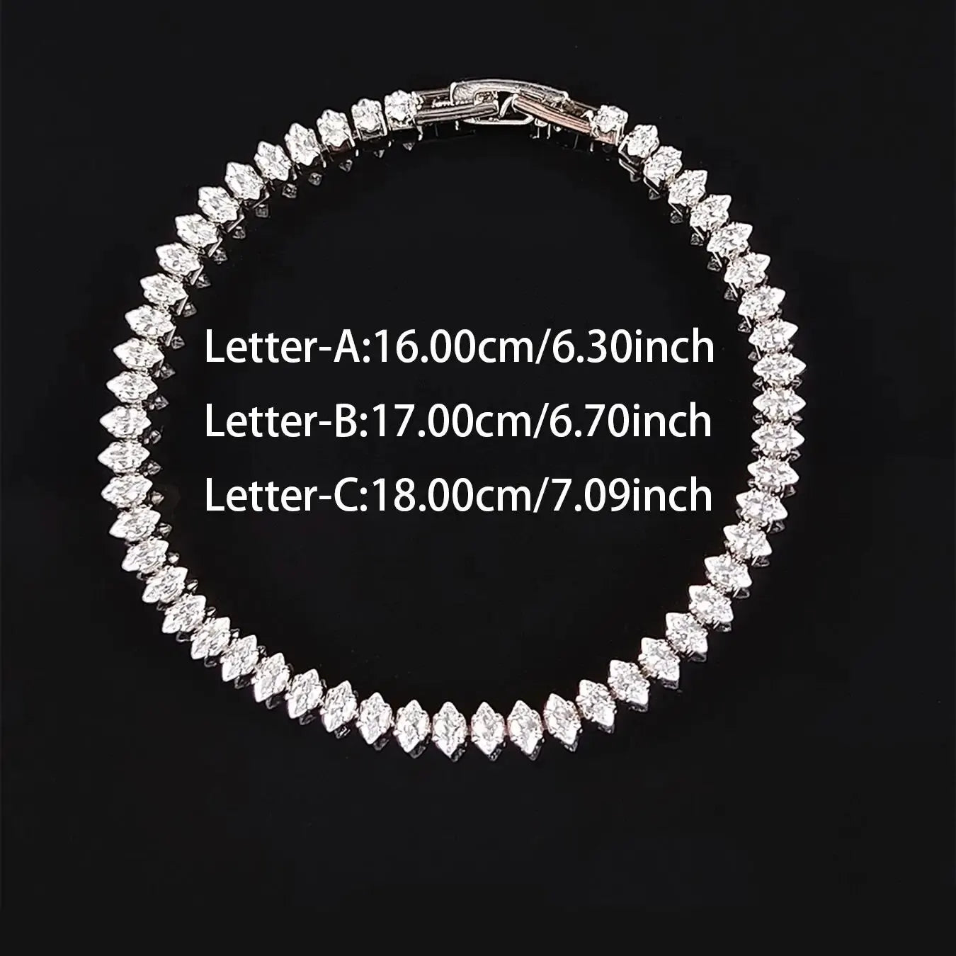 2024 New Marquise Oval Square Cut Luxury Silver Color on Hand Tennis