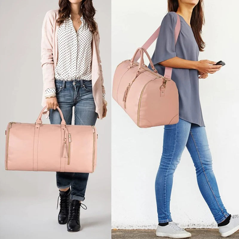 2024 Fashion Large PU Folding Suit Storage Bag Women High Capacity