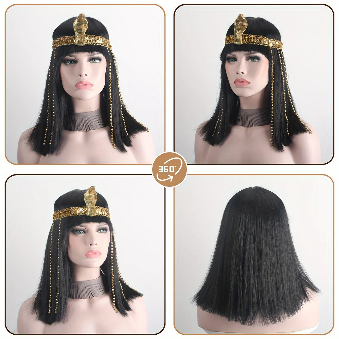 Fashion Egyptian Queen Heat Resistant Synthetic Wig Short Straight