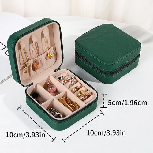 PU Leather Jewelry Mini Storage Box Travel Home Bracelet Earrings