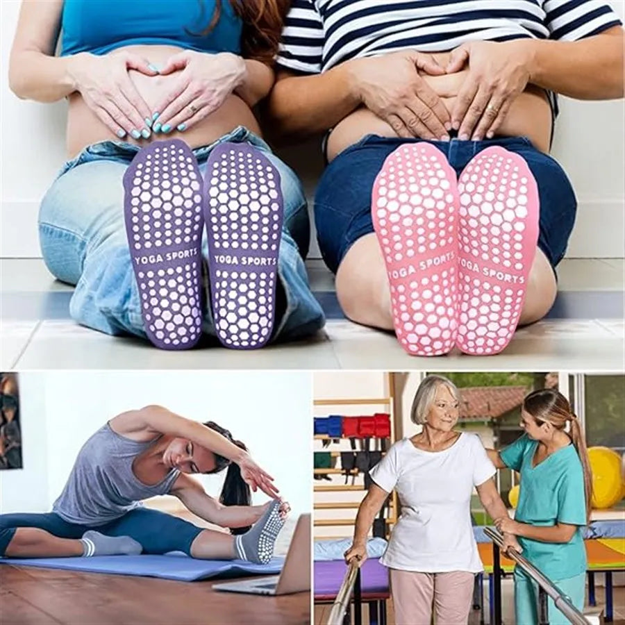 Grip Socks for Women, Non Slip Pilates Yoga Socks with Double Stripes