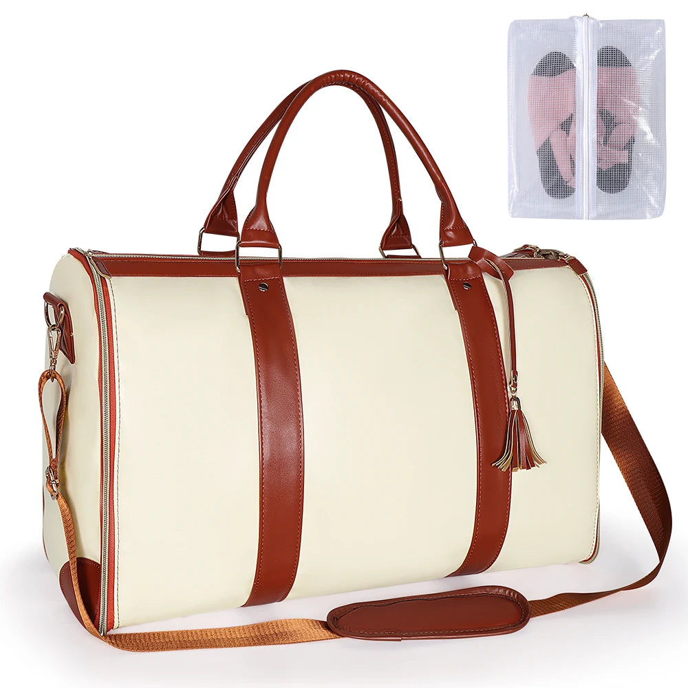 2024 Fashion Large PU Folding Suit Storage Bag Women High Capacity