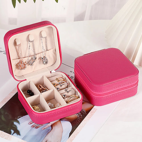 PU Leather Jewelry Mini Storage Box Travel Home Bracelet Earrings