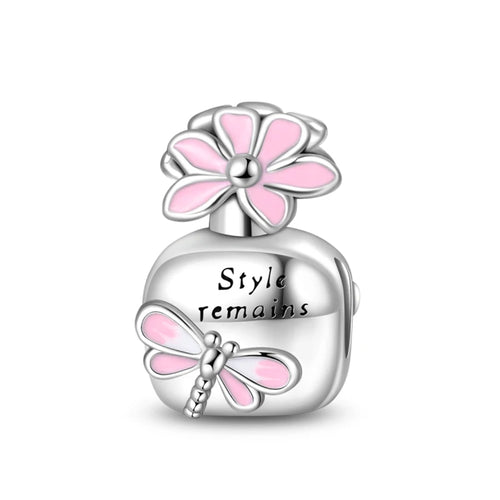 S925 Silver Color Butterfly Daisy Rose Crown Perfume Charms Beads Fit