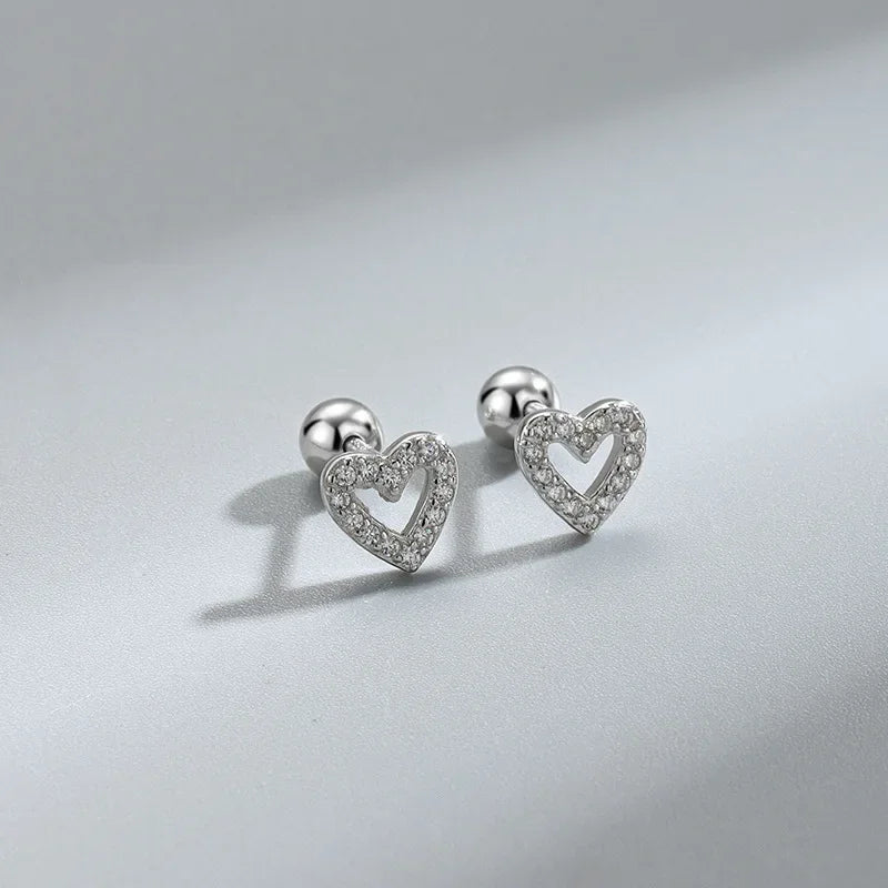 New Fashion Heart Stud Earrings for Women Hypoallergenic Screw