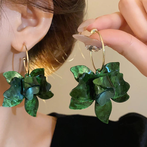 White Resin Flower Hoop New Earrings For Women Fashion Temperament Ear