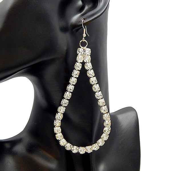 6mm Teardrop Rhinestone Dangle Fishhook Earrings