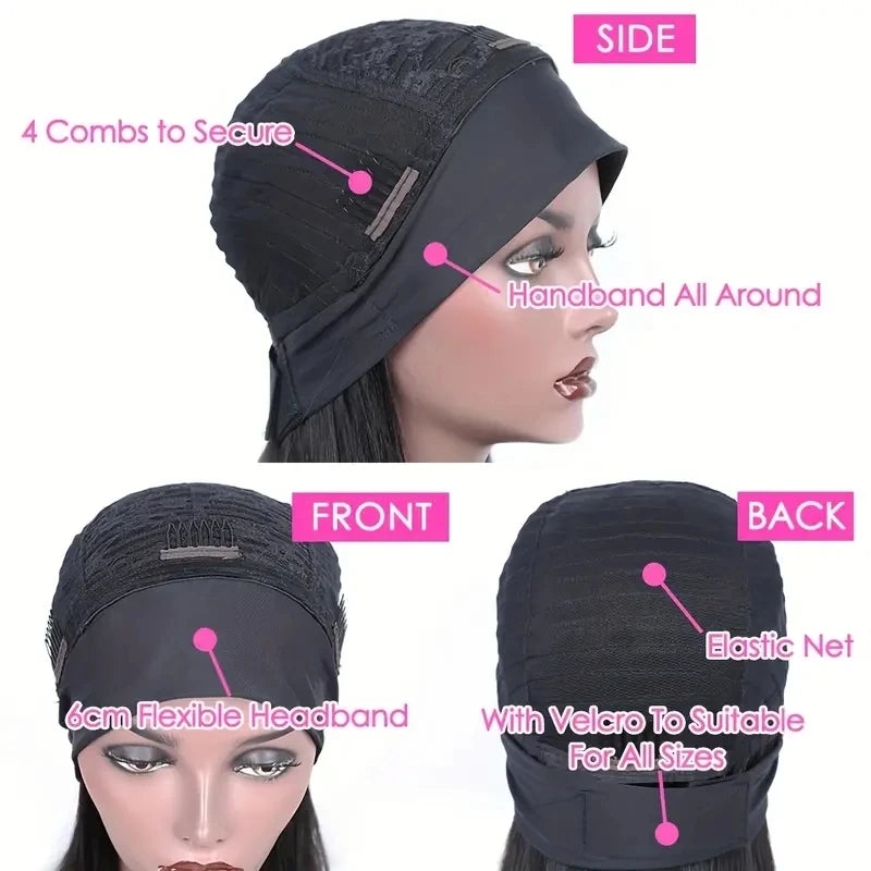Aircabin Straight Bob Headband Wig 100% Human Hair Short Hairband Wigs