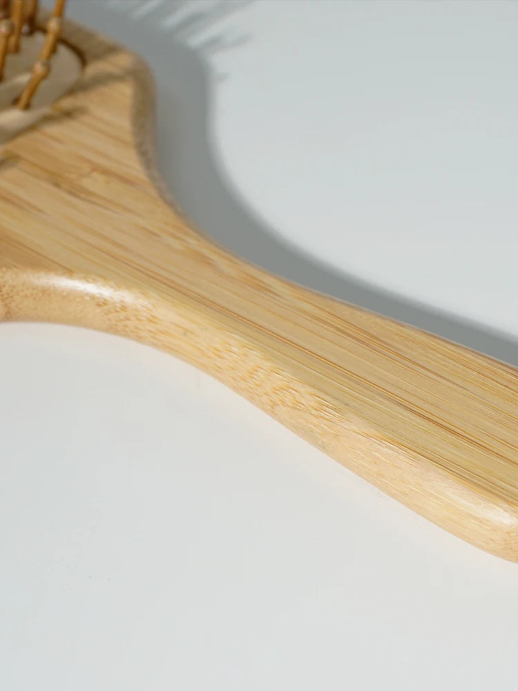 Eco Bamboo Hair Brush Nature Wooden Anti-Static Detangle Brush Hair