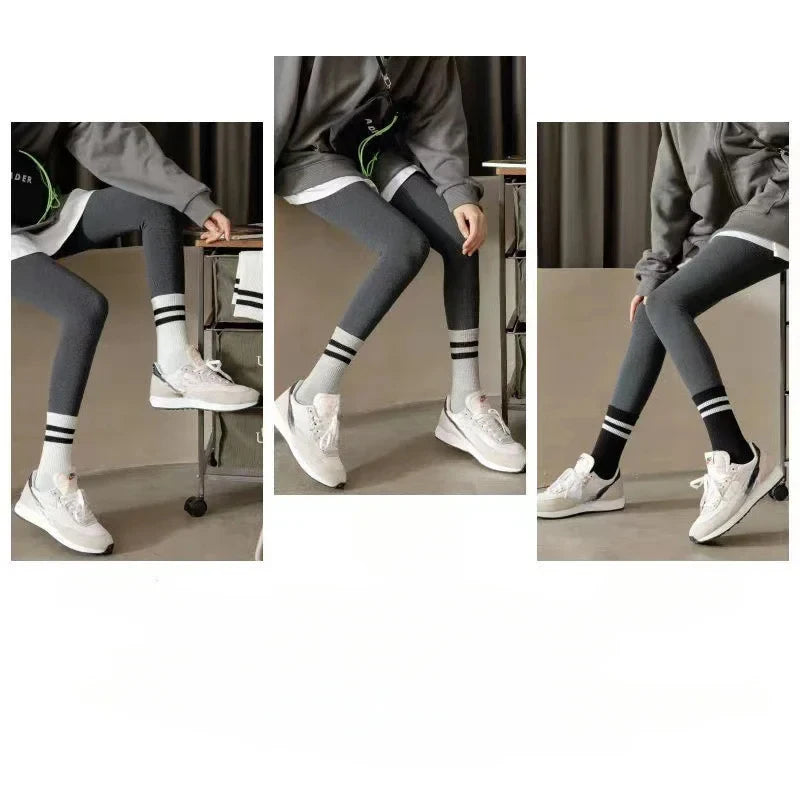 3 Pairs of Striped Cotton Socks Sweat Wicking Breathable Comfortable