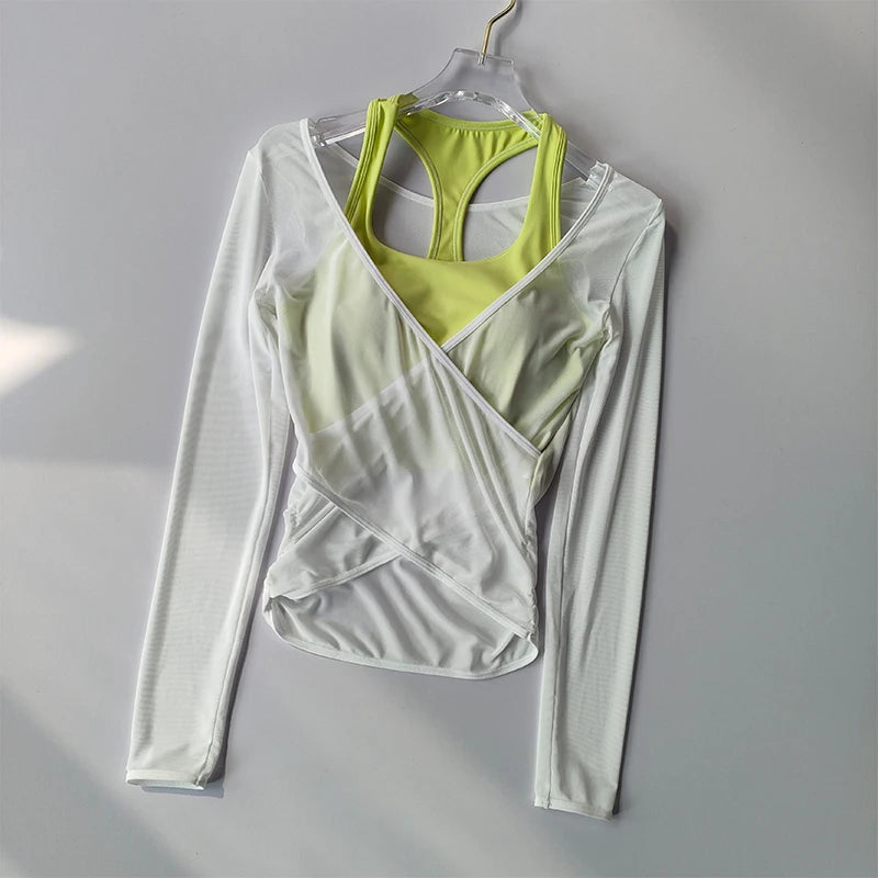 Sexy Mesh Slimming Yoga Suit for Women Gathering Together Sports Bra