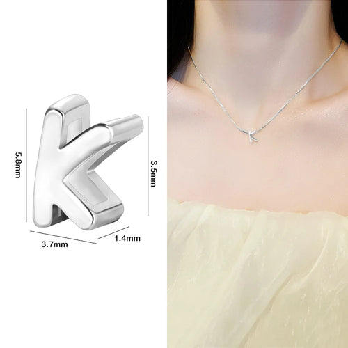 1PCS 925 Sterling Silver Letter Beads Silver Charms A-Z DIY Loose