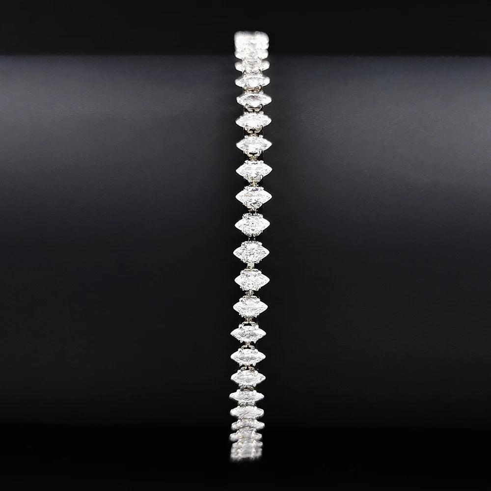 2024 New Marquise Oval Square Cut Luxury Silver Color on Hand Tennis