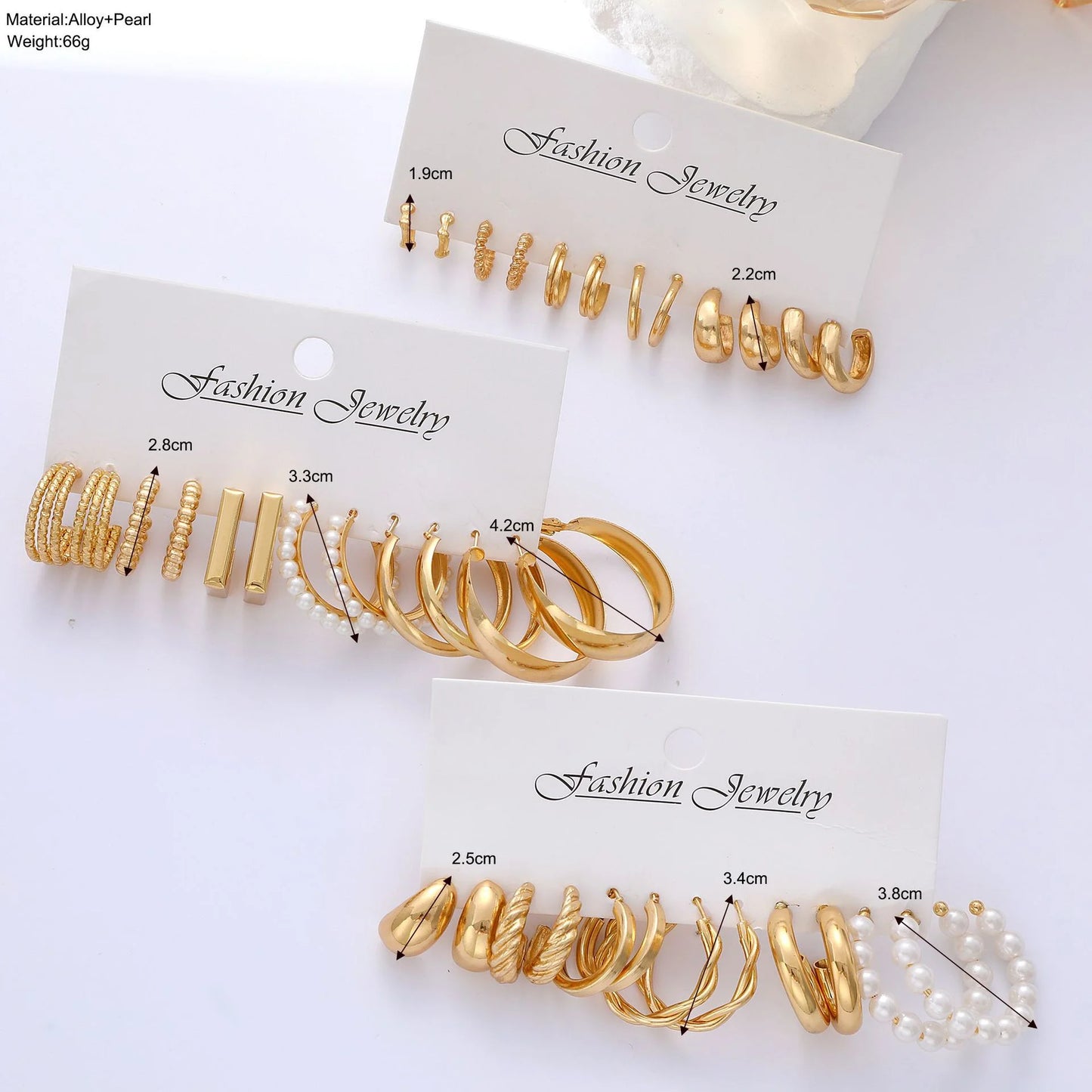 Fashion Geometric Hoop Earrings Set for Women Vintage Bohemian Pearl
