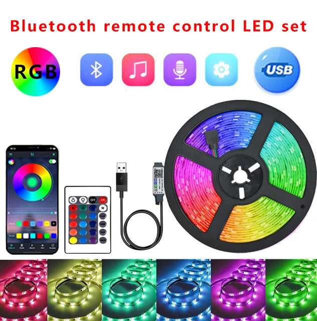 RGB USB LED strip light, 24-key remote control, 60 LED/m RGB tape