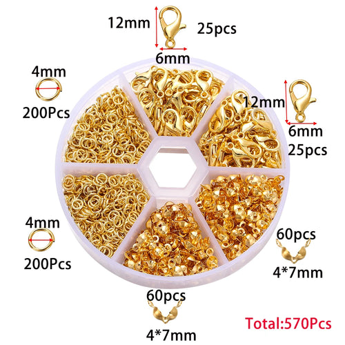 1Box Jewelry Making Kits Lobster Clasp Open Jump Rings End Crimps