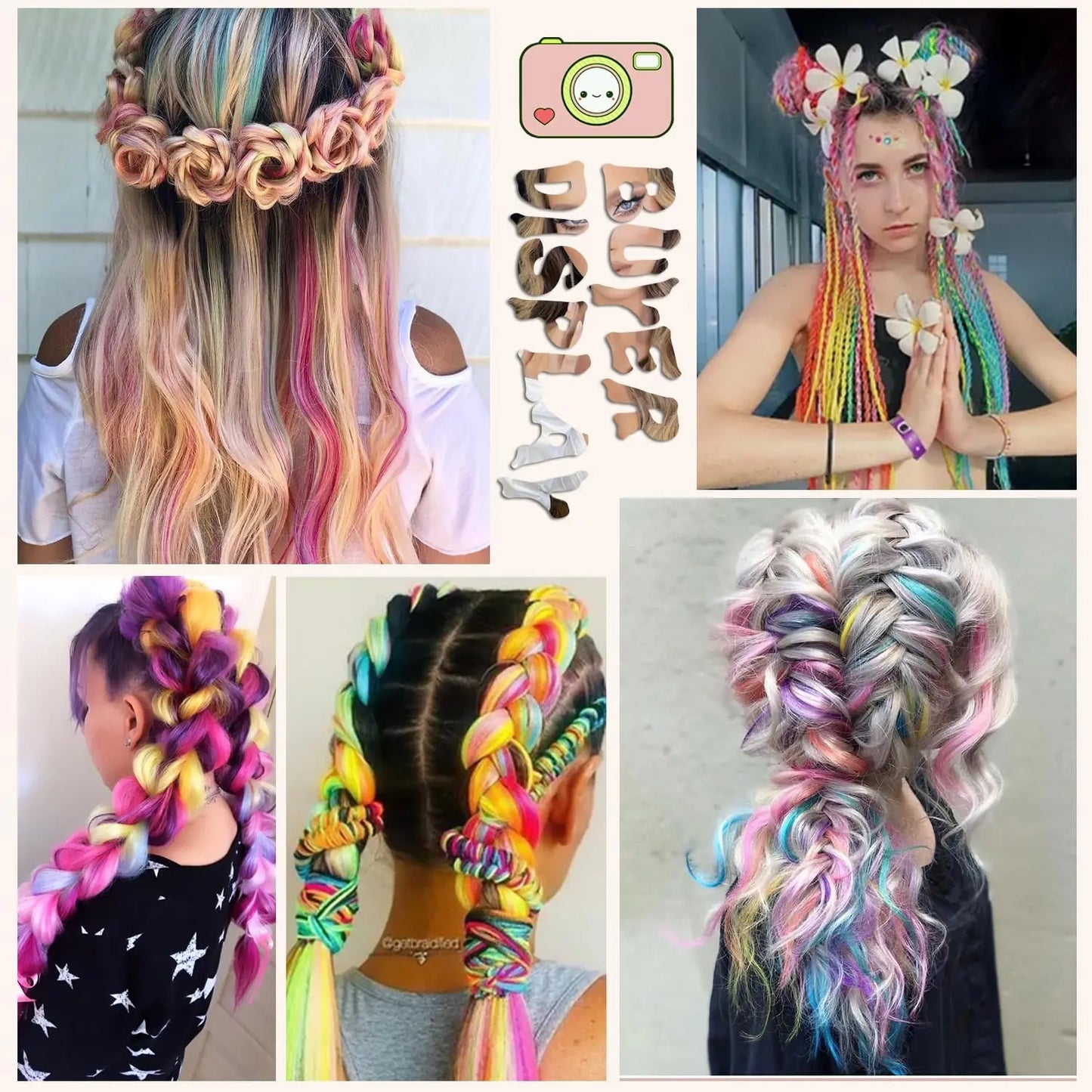 Jumbo Braiding Hair Rainbow Colors Extensions Fiber Mix Four Silky