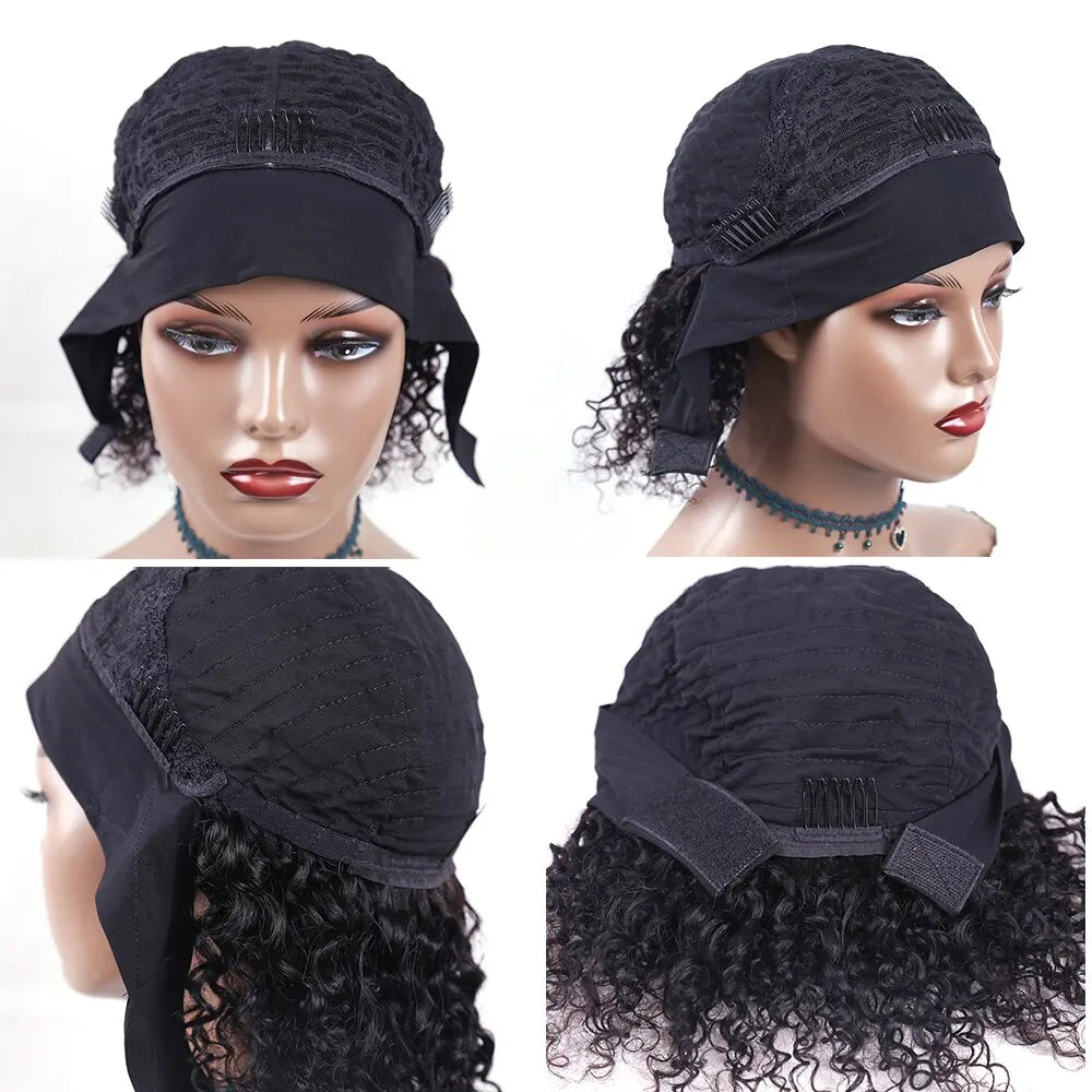 Human Hair Headband Wig Kinky Curly Full Machine Made Brazilian Remy