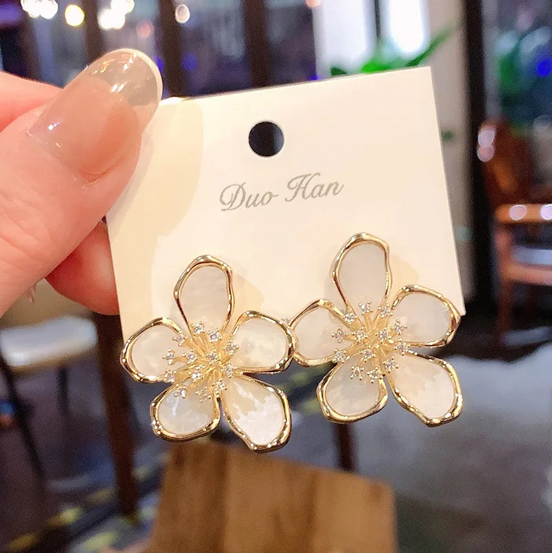 ZAKOL New Temperament Flower Earrings for Women Girls Sweet Korean