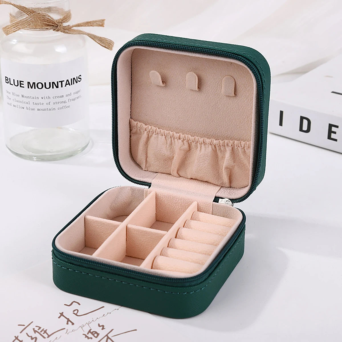 PU Leather Jewelry Mini Storage Box Travel Home Bracelet Earrings