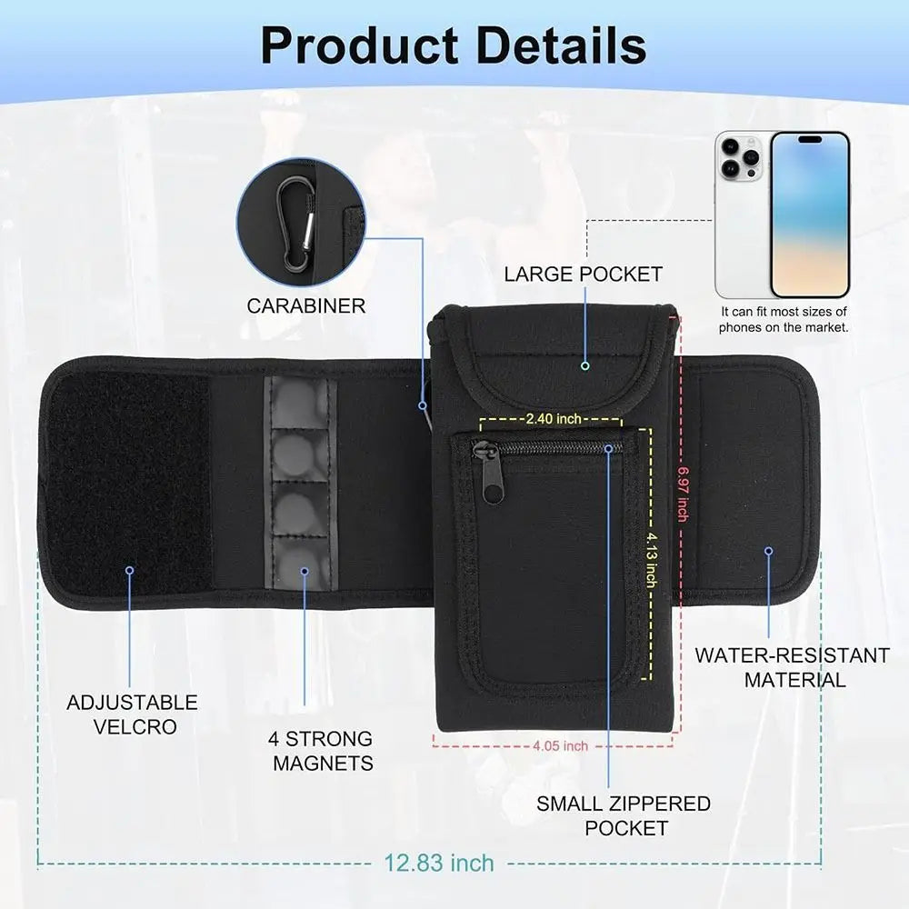 Magnetic Gym Water Bottle Bag Holder, Built-in Magnet for Easy