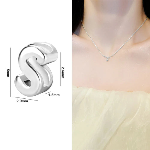 1PCS 925 Sterling Silver Letter Beads Silver Charms A-Z DIY Loose