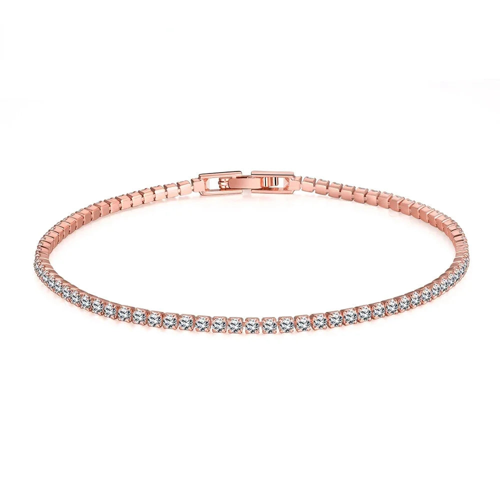 Sterling 925 Silver Jewelry 16cm to 19cm Tennis Bracelet 2mm Zirconia
