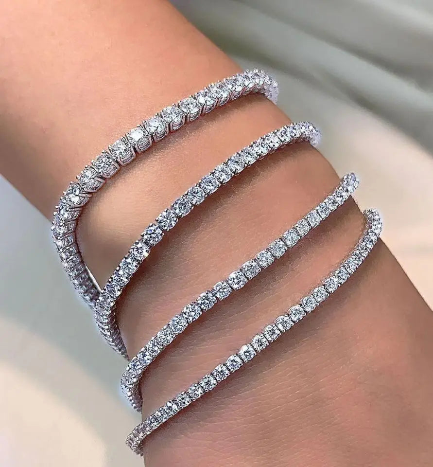 Real 3MM D VVS Moissanite Tennis Bracelet Passes Diamond Sparkling