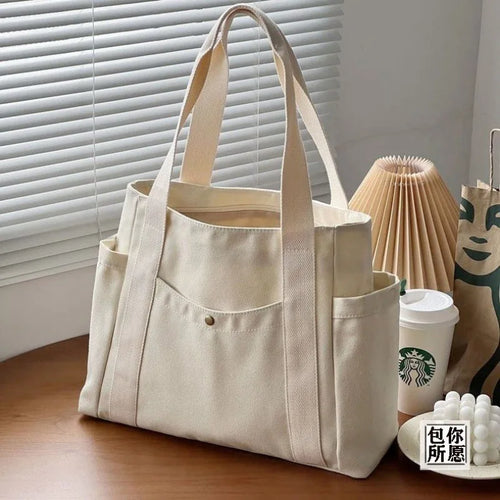 Large Capacity Canvas Tote Bags for Work Commuting Carrying Bag