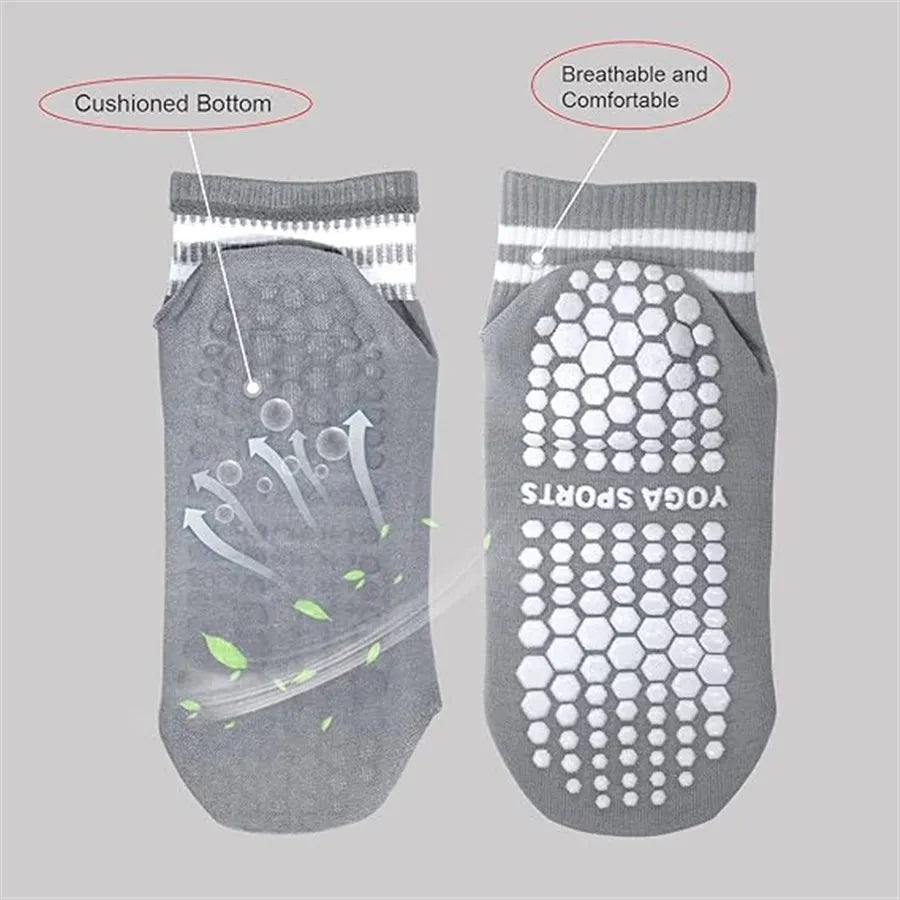 Grip Socks for Women, Non Slip Pilates Yoga Socks with Double Stripes