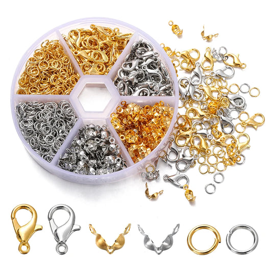 1Box Jewelry Making Kits Lobster Clasp Open Jump Rings End Crimps