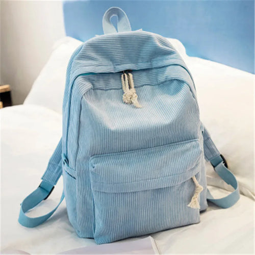 Corduroy Women Schoolbag Backpack Training Anti-theft Shoulder Bag For