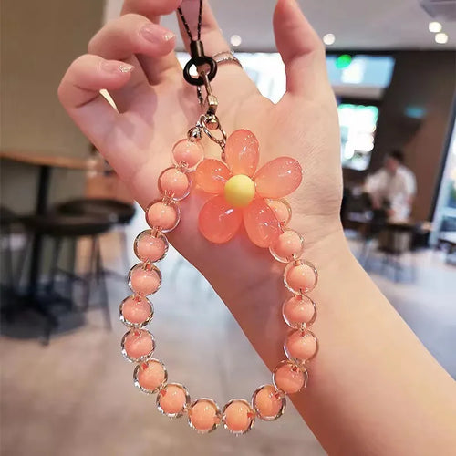 Phone Anti-lost Lanyard Key Short Wrist Pendant Colorful Macaron Round