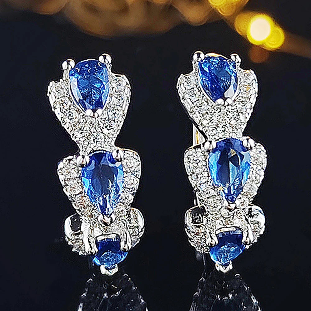 New Round Elegant Dangle Rhinestone Drop Earrings for Women Luxury