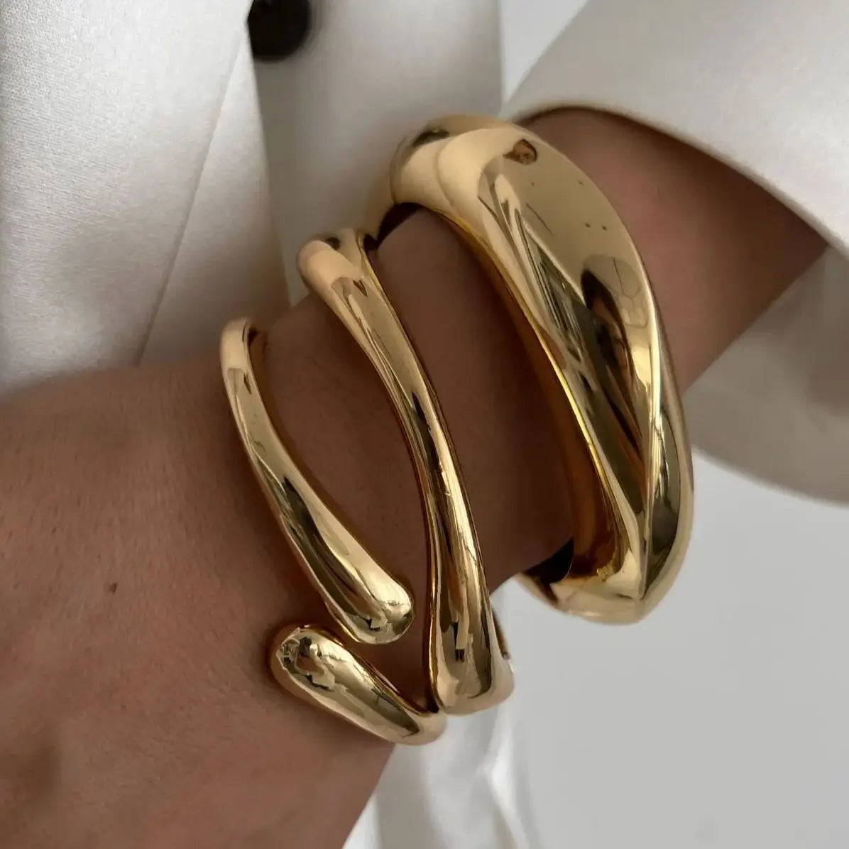 DIEZI 3 Styles Vintage Hip Hop Metal Cuff Bangles Punk Gold Silver