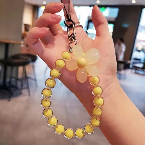 Phone Anti-lost Lanyard Key Short Wrist Pendant Colorful Macaron Round