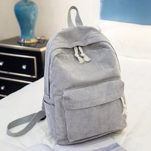 Corduroy Women Schoolbag Backpack Training Anti-theft Shoulder Bag For