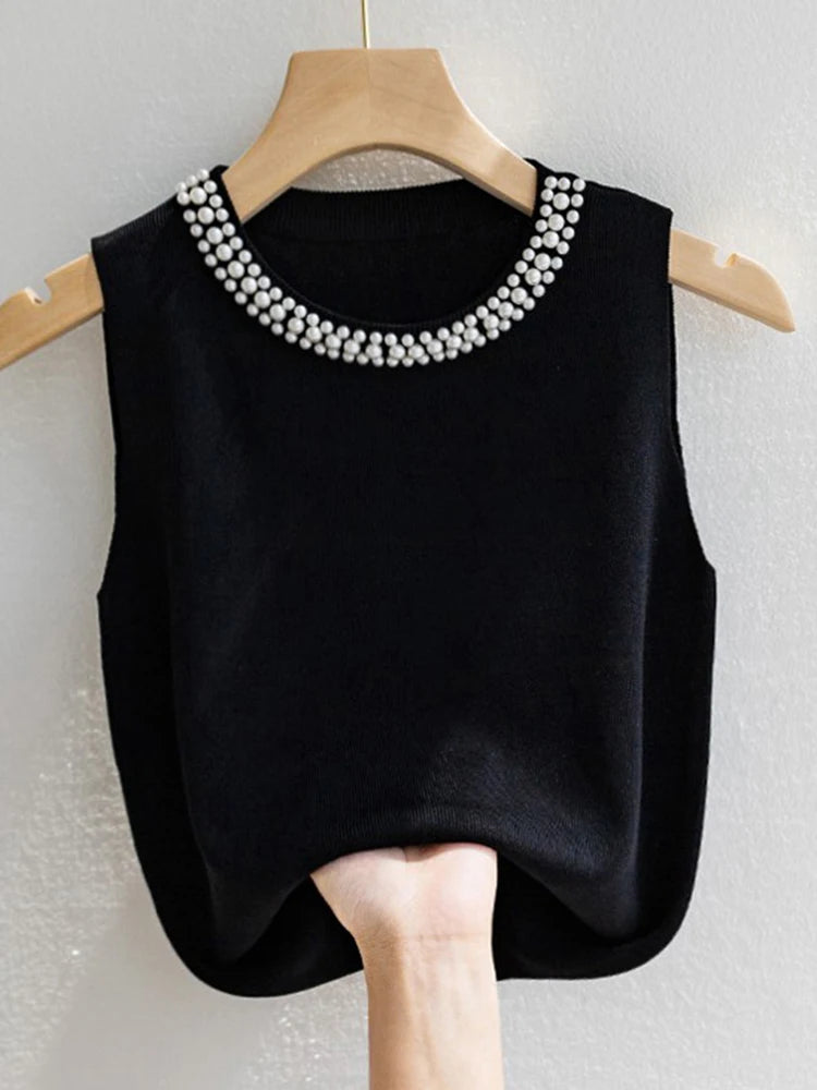 Korea Knitted Vests Women Top Solid Tank Blusas Mujer De Moda Summer