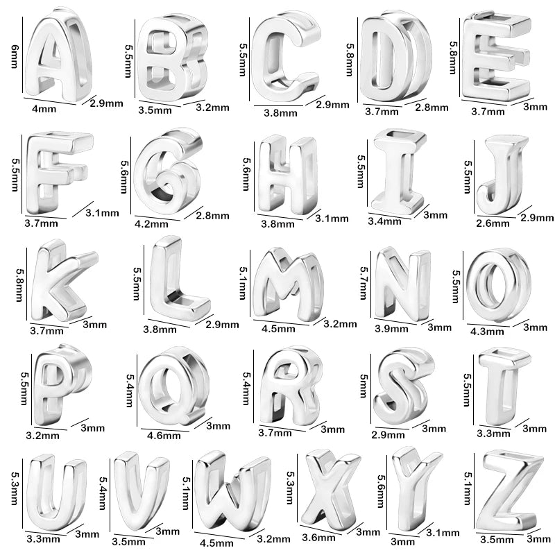 1PCS 925 Sterling Silver Letter Beads Silver Charms A-Z DIY Loose