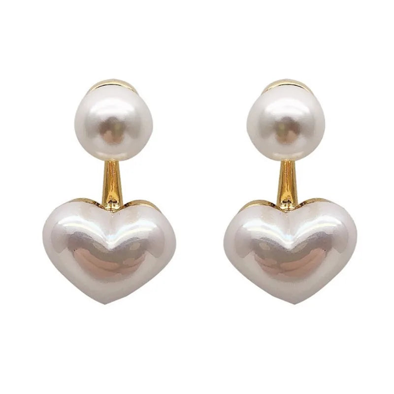 Imitation Pearl Earrings For Women Heart Round Stud Earrings Elegant