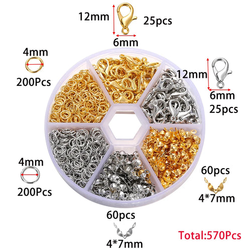 1Box Jewelry Making Kits Lobster Clasp Open Jump Rings End Crimps