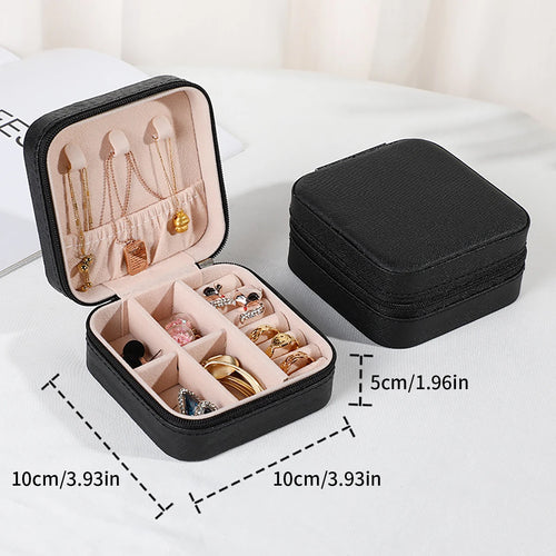 PU Leather Jewelry Mini Storage Box Travel Home Bracelet Earrings