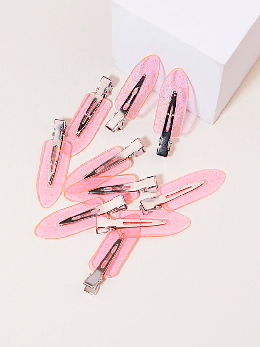 10pcs seamless fashion girl transparent hair clips, makeup facial