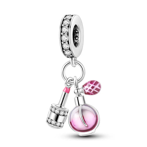 S925 Silver Color Butterfly Daisy Rose Crown Perfume Charms Beads Fit